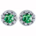 3.8mm Emerald Diamond Stud Earrings in 14K White Gold (0.12 CT. T.W.)